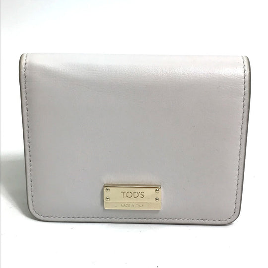 TOD'S Folded wallet leather Gray type logo Compact wallet Women Used Authentic