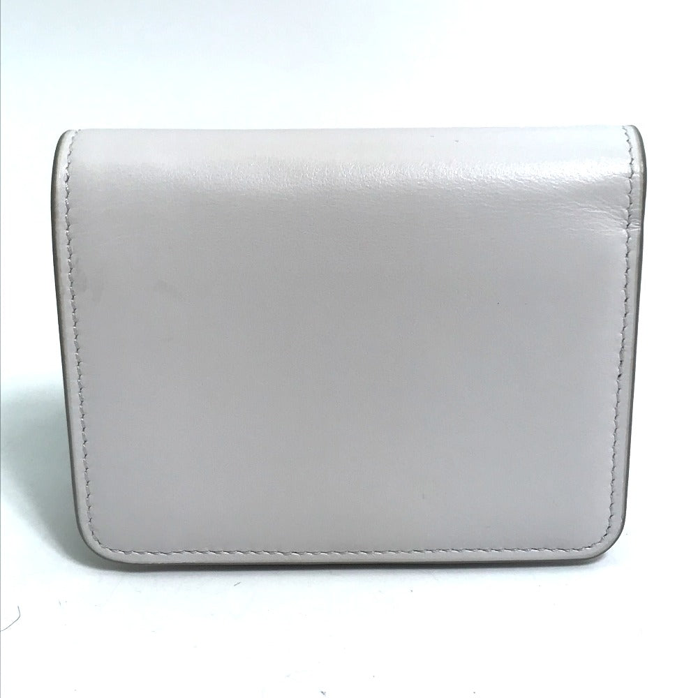 TOD�fS Folded wallet leather Gray type logo Compact wallet Women Used Authentic