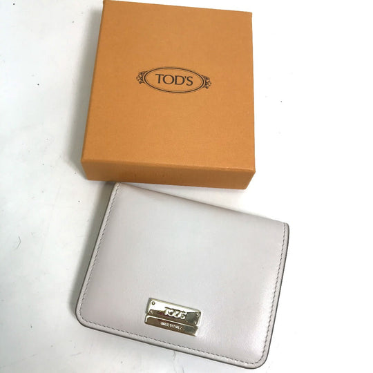 TOD'S Folded wallet leather Gray type logo Compact wallet Women Used Authentic