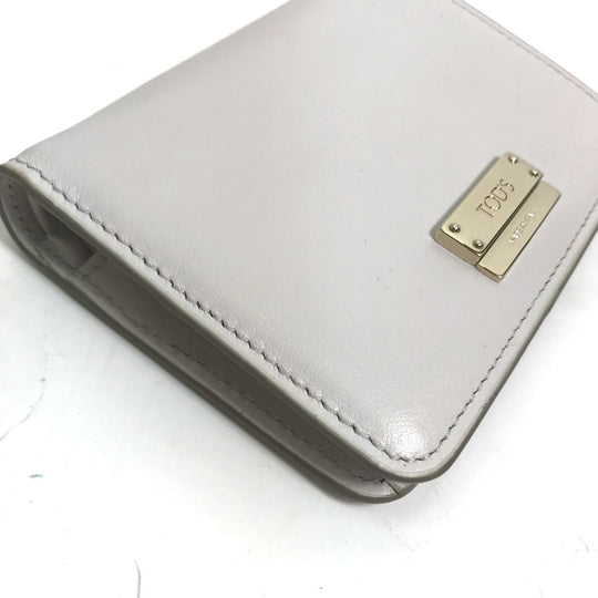TOD'S Folded wallet leather Gray type logo Compact wallet Women Used Authentic