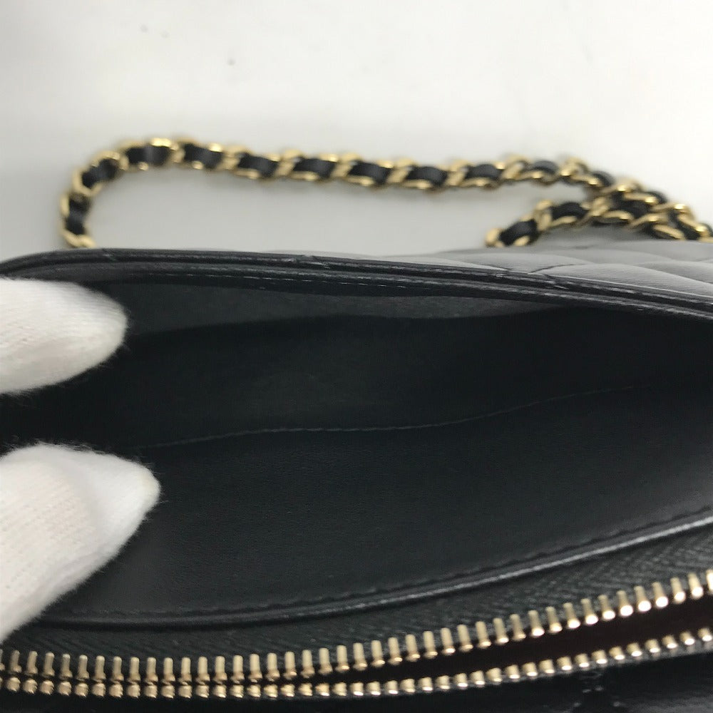 CHANEL Shoulder Bag AP2096 lambskin black COCO Mark Phone Case Wallet CC Matrasse Chain wallet Women Used Authentic