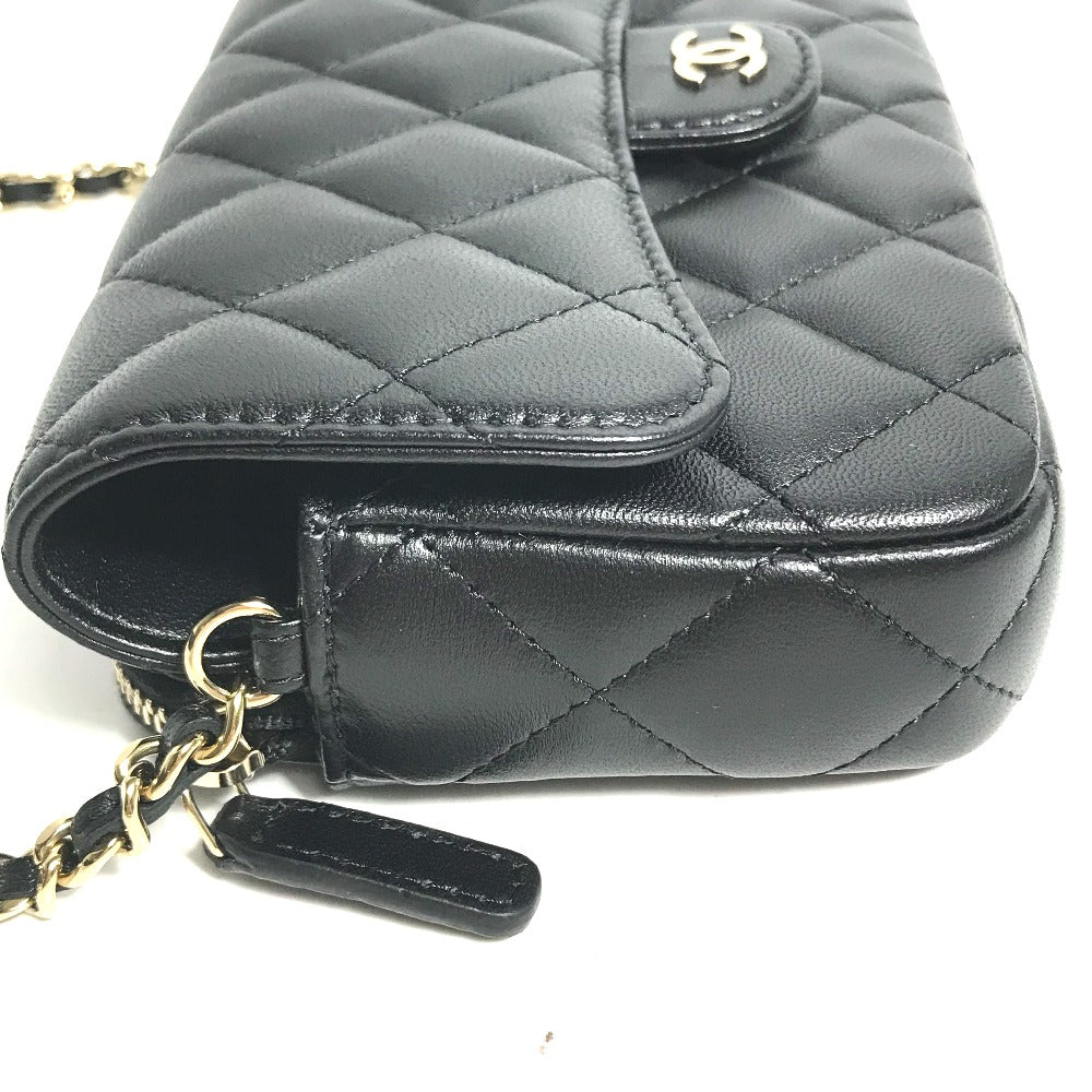 CHANEL Shoulder Bag AP2096 lambskin black COCO Mark Phone Case Wallet CC Matrasse Chain wallet Women Used Authentic