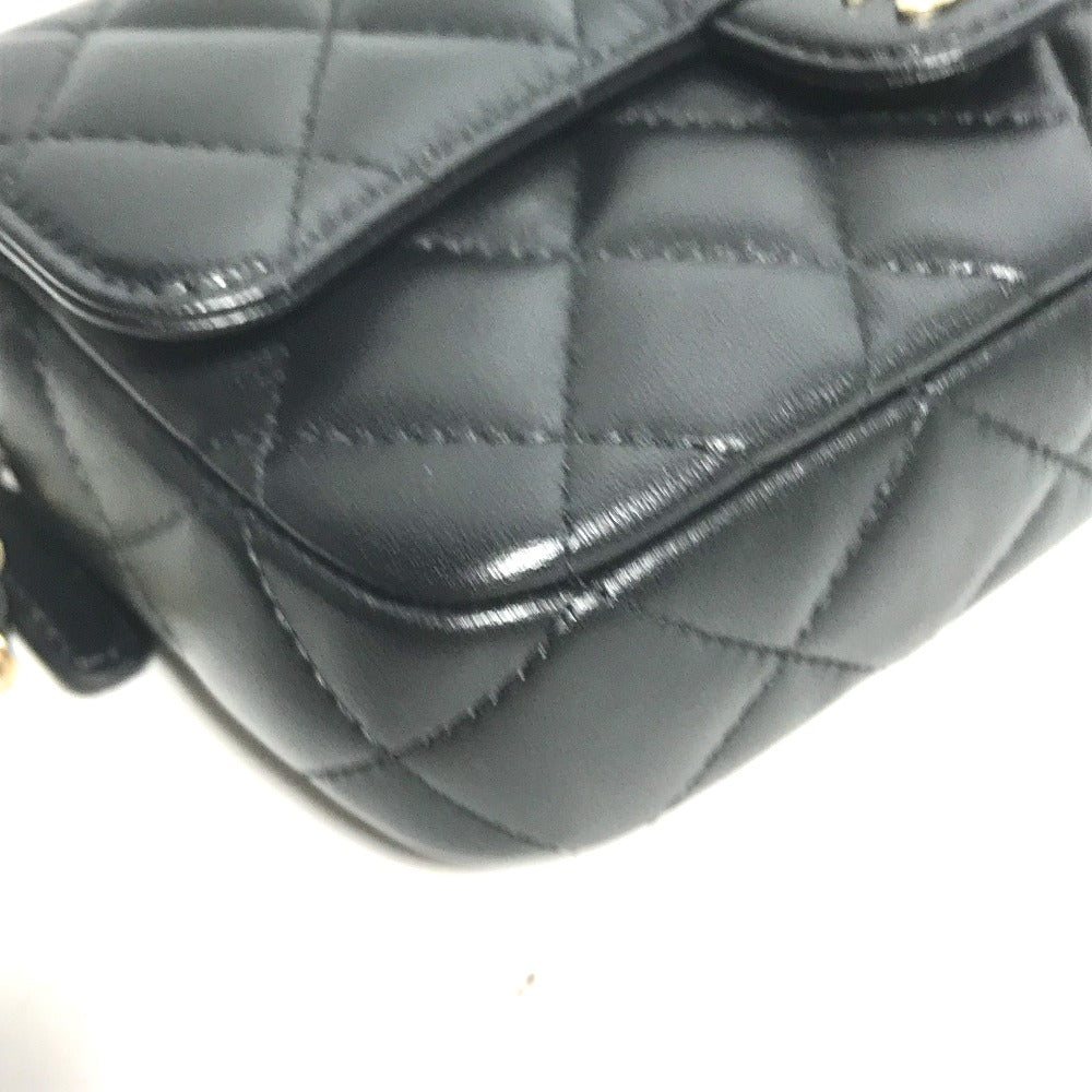 CHANEL Shoulder Bag AP2096 lambskin black COCO Mark Phone Case Wallet CC Matrasse Chain wallet Women Used Authentic