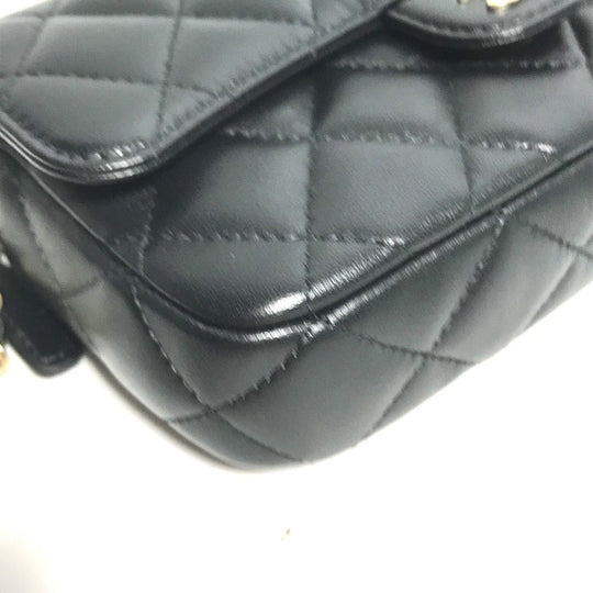 CHANEL Shoulder Bag AP2096 lambskin black COCO Mark Phone Case Wallet CC Matrasse Chain wallet Women Used Authentic