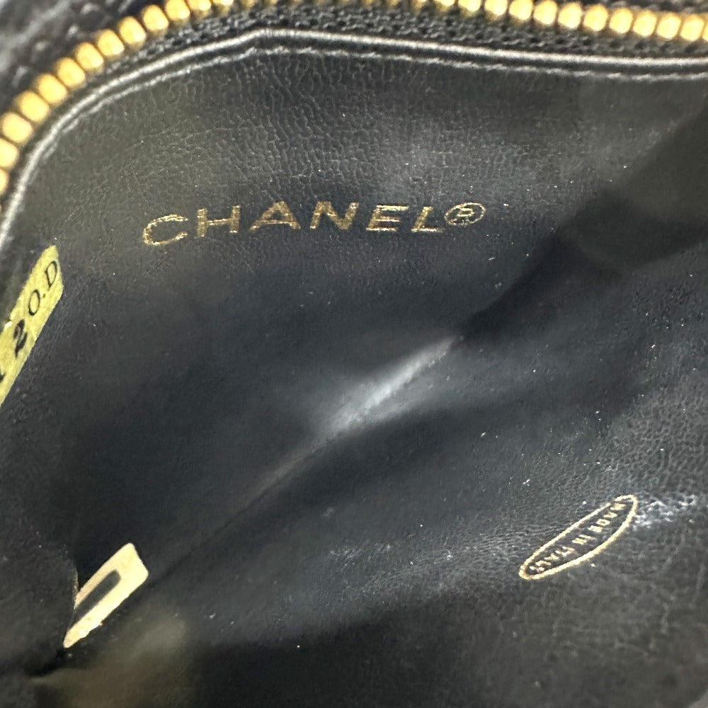 CHANEL Pouch Caviar skin black CC COCO Mark Waist pouch Women 75/30 Used Authentic