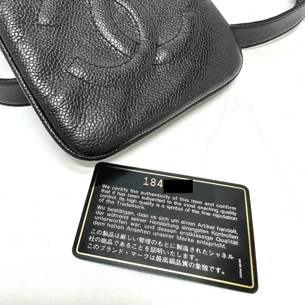 CHANEL Pouch Caviar skin black CC COCO Mark Waist pouch Women 75/30 Used Authentic