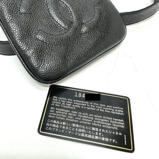 CHANEL Pouch Caviar skin black CC COCO Mark Waist pouch Women 75/30 Used Authentic