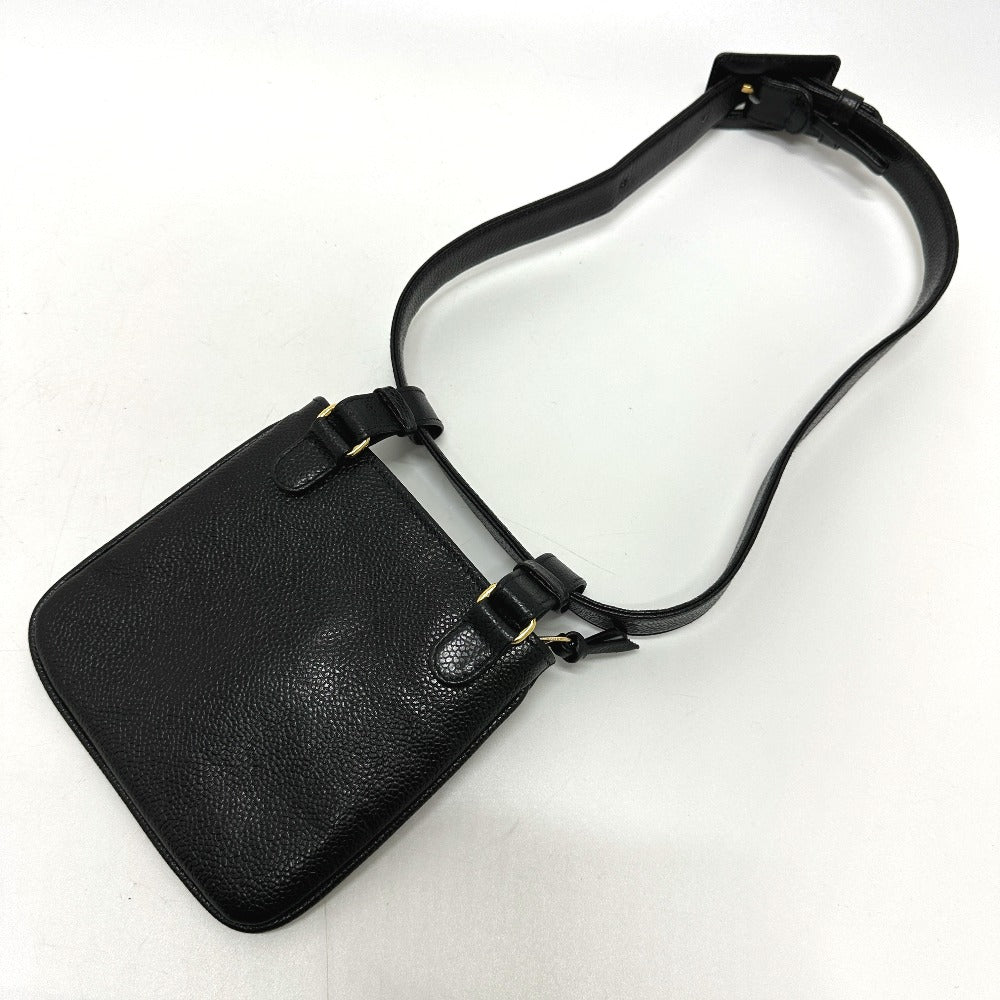 CHANEL Pouch Caviar skin black CC COCO Mark Waist pouch Women 75/30 Used Authentic