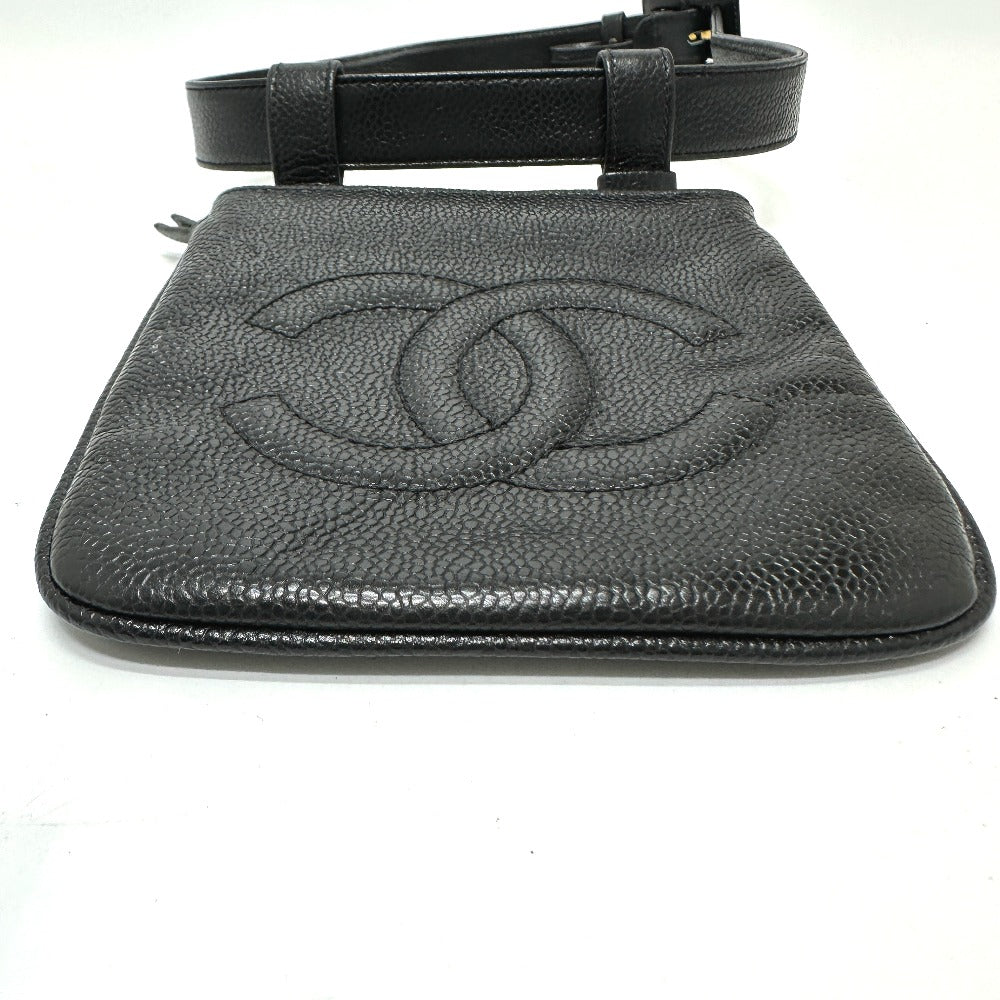 CHANEL Pouch Caviar skin black CC COCO Mark Waist pouch Women 75/30 Used Authentic