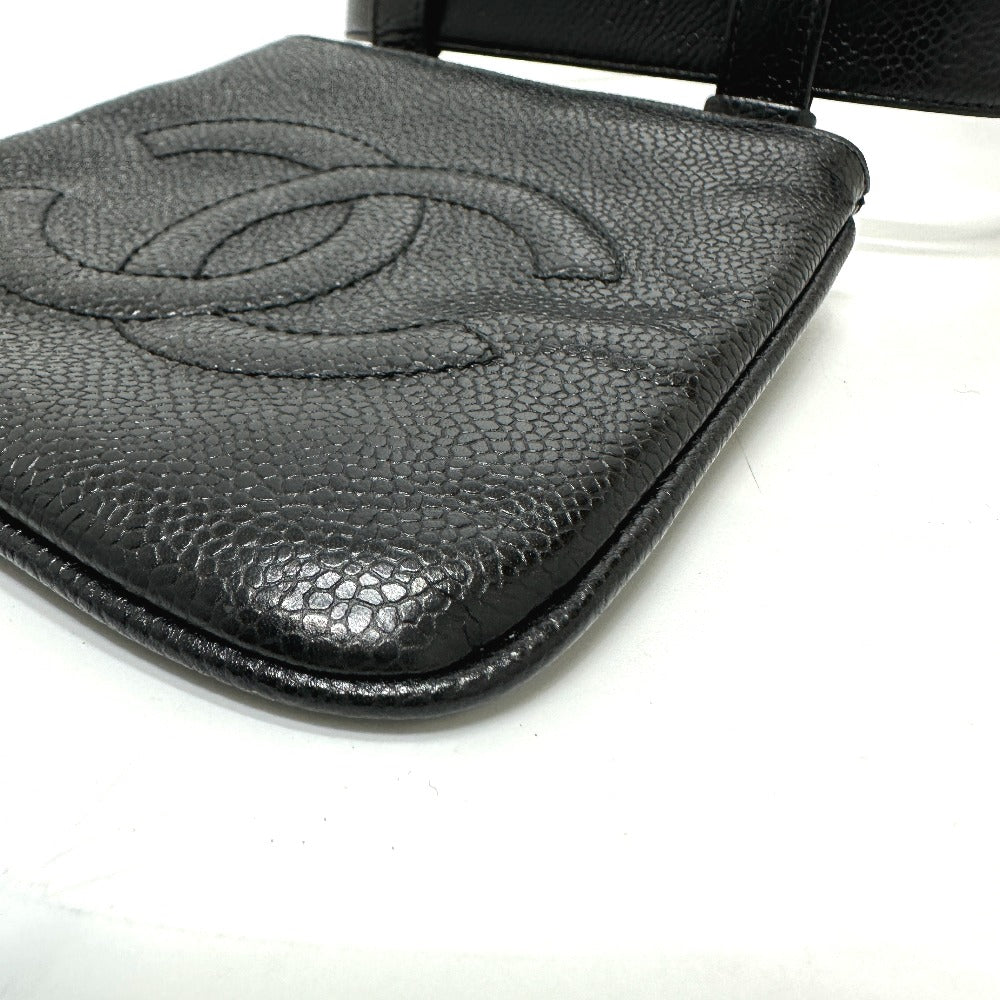 CHANEL Pouch Caviar skin black CC COCO Mark Waist pouch Women 75/30 Used Authentic
