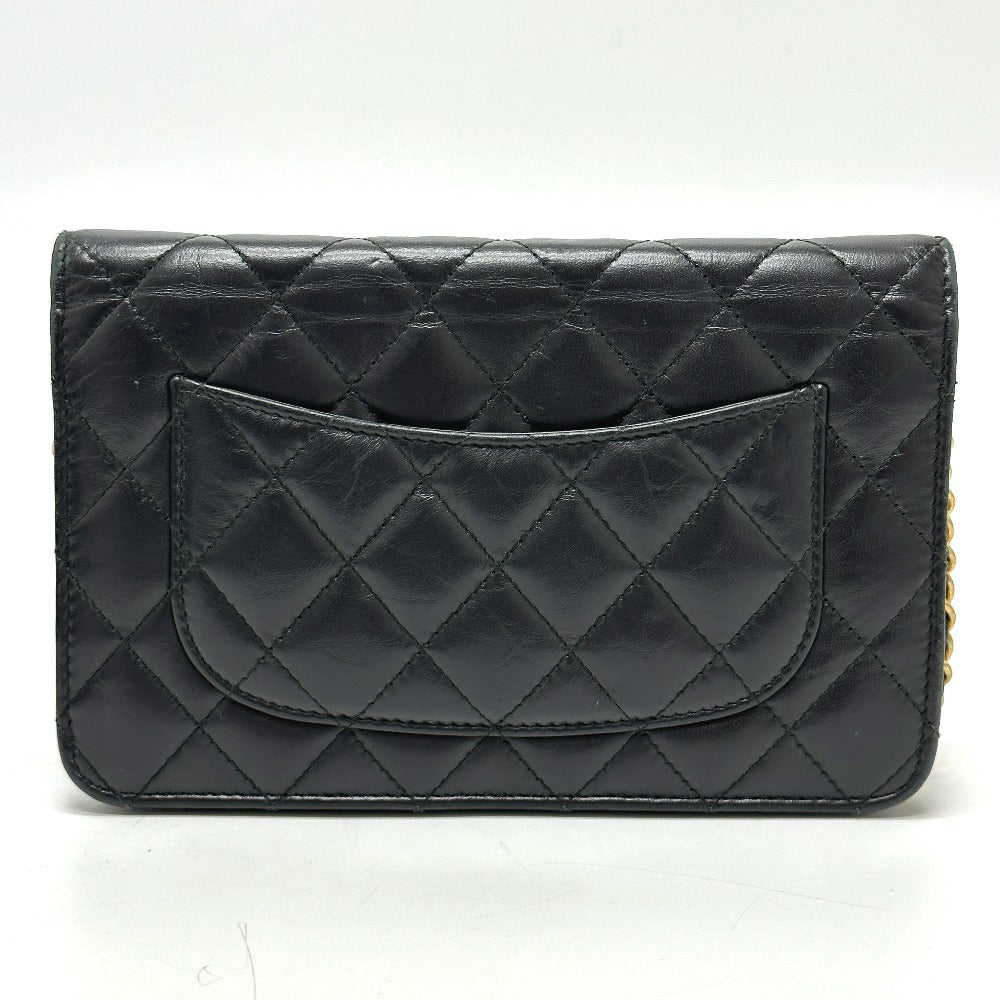 CHANEL Shoulder Bag A80441 lambskin black 2.55 Embroidered Studs Matrasse Women Used Authentic