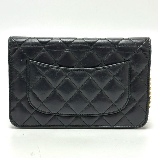 CHANEL Shoulder Bag A80441 lambskin black 2.55 Embroidered Studs Matrasse Women Used Authentic