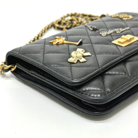 CHANEL Shoulder Bag A80441 lambskin black 2.55 Embroidered Studs Matrasse Women Used Authentic