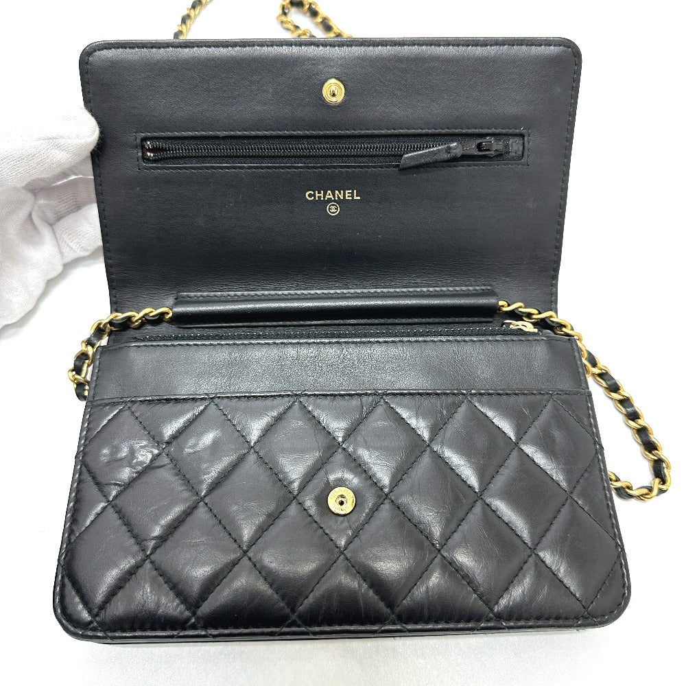 CHANEL Shoulder Bag A80441 lambskin black 2.55 Embroidered Studs Matrasse Women Used Authentic
