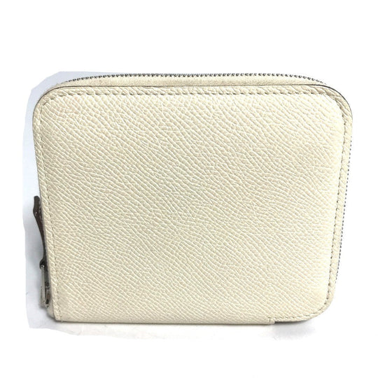HERMES Coin case Epsom white Silk In Coin Pocket Compact Wallet Azap compact Women Used Authentic