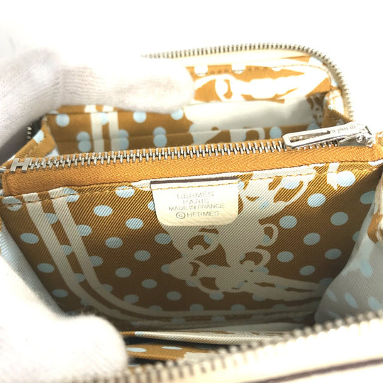HERMES Coin case Epsom white Silk In Coin Pocket Compact Wallet Azap compact Women Used Authentic