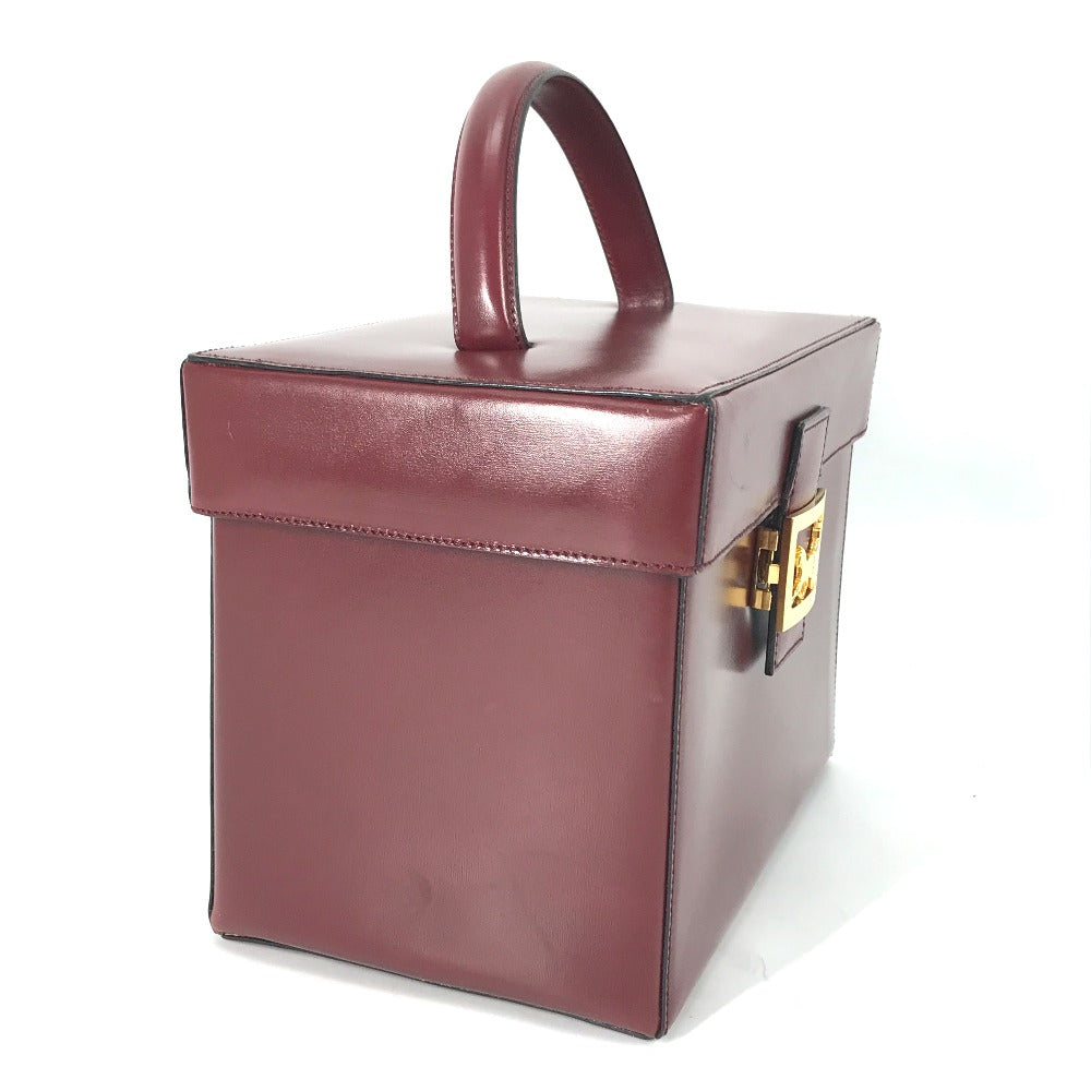 CELINE Handbag leather Bordeauxtype vintage Vanity Carriage Metal Women Used Authentic