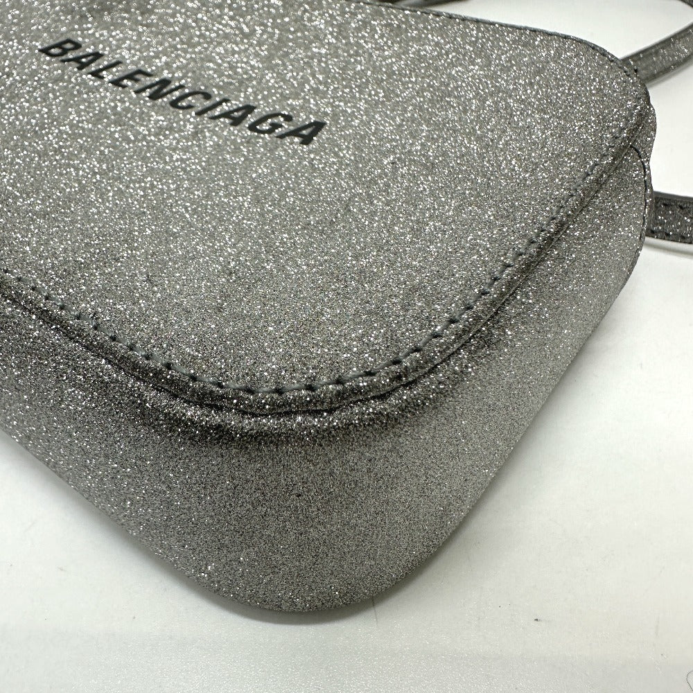 BALENCIAGA Shoulder Bag 552372 leather Silver logo Everyday camera bag Women Used Authentic