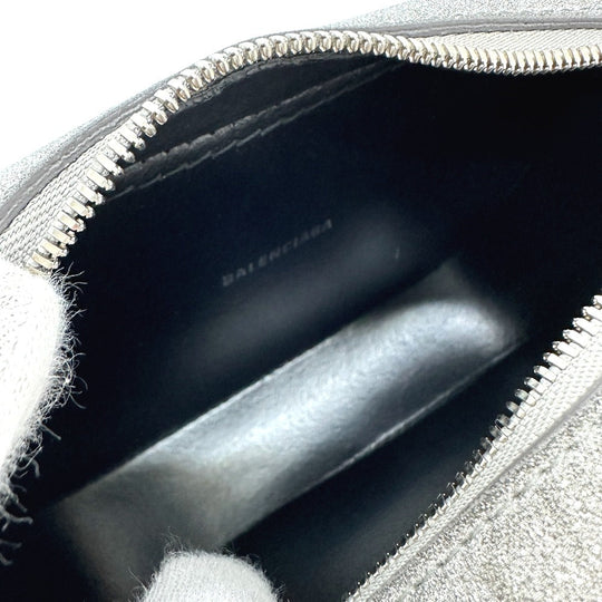 BALENCIAGA Shoulder Bag 552372 leather Silver logo Everyday camera bag Women Used Authentic