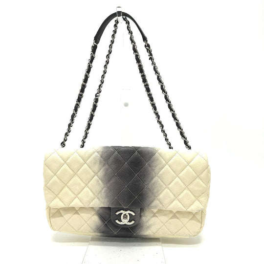 CHANEL Shoulder Bag Caviar skin White type CC COCO Mark Matrasse quilting Women Used Authentic