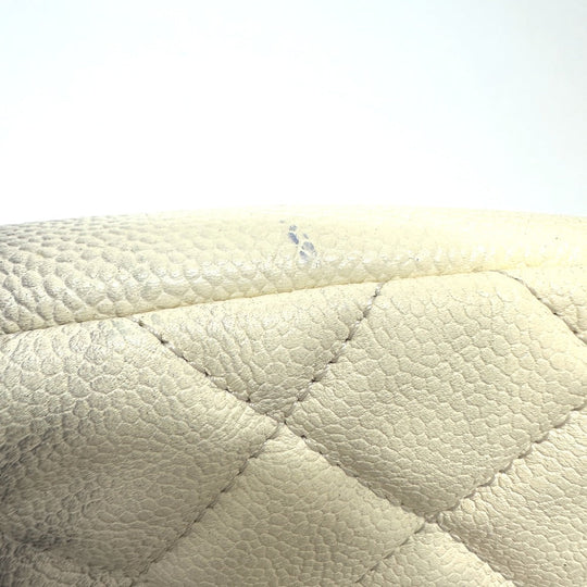 CHANEL Shoulder Bag Caviar skin White type CC COCO Mark Matrasse quilting Women Used Authentic