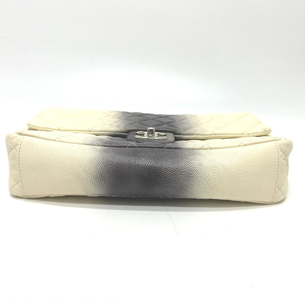 CHANEL Shoulder Bag Caviar skin White type CC COCO Mark Matrasse quilting Women Used Authentic