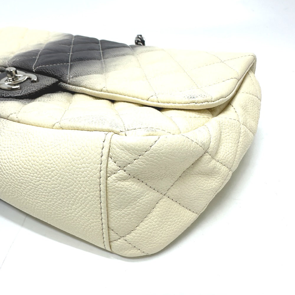 CHANEL Shoulder Bag Caviar skin White type CC COCO Mark Matrasse quilting Women Used Authentic