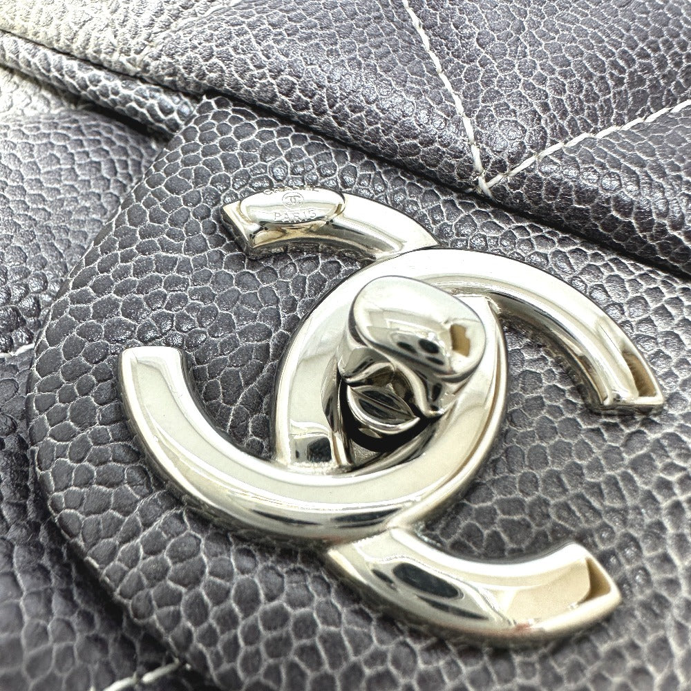 CHANEL Shoulder Bag Caviar skin White type CC COCO Mark Matrasse quilting Women Used Authentic