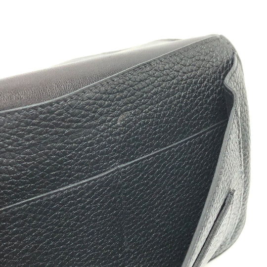 HERMES Long Wallet Purse Togo black Dogon GM Wallet Women Used Authentic