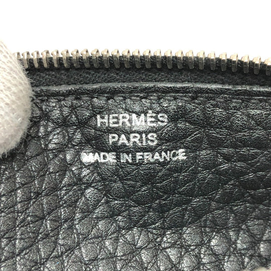 HERMES Long Wallet Purse Togo black Dogon GM Wallet Women Used Authentic