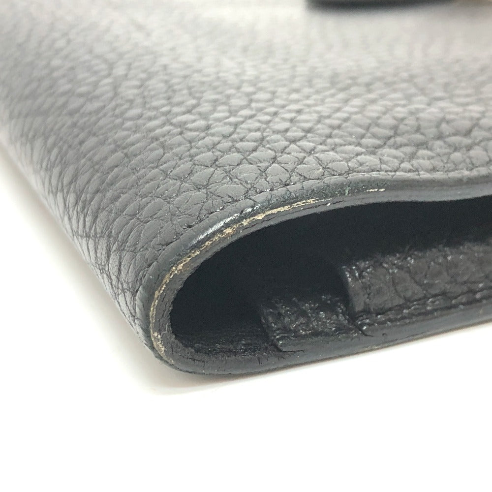 HERMES Long Wallet Purse Togo black Dogon GM Wallet Women Used Authentic