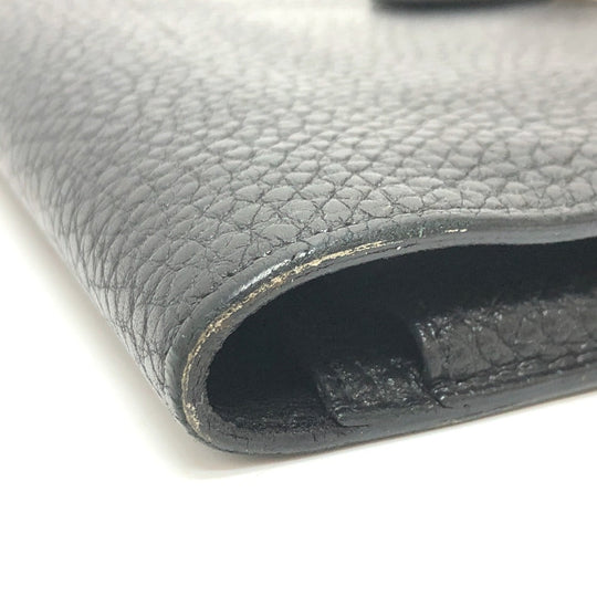 HERMES Long Wallet Purse Togo black Dogon GM Wallet Women Used Authentic