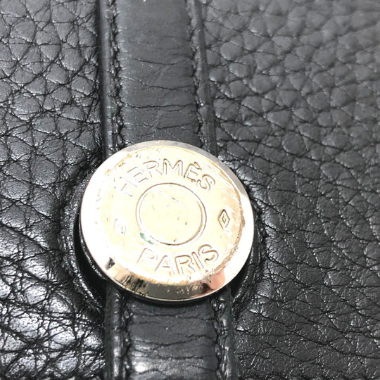 HERMES Long Wallet Purse Togo black Dogon GM Wallet Women Used Authentic
