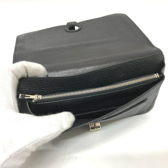 HERMES Long Wallet Purse Togo black Dogon GM Wallet Women Used Authentic