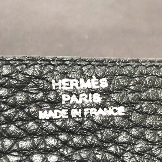 HERMES Long Wallet Purse Togo black Dogon GM Wallet Women Used Authentic