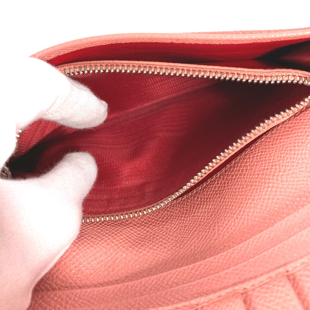 BVLGARI Long Wallet Purse leather pink Bulgari Bulgari Logo clip mens Used Authentic