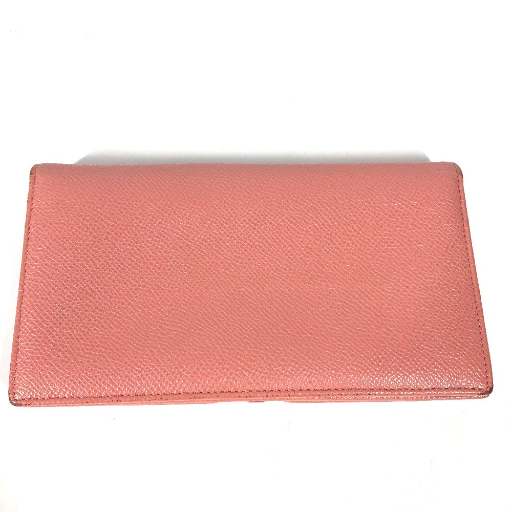 BVLGARI Long Wallet Purse leather pink Bulgari Bulgari Logo clip mens Used Authentic