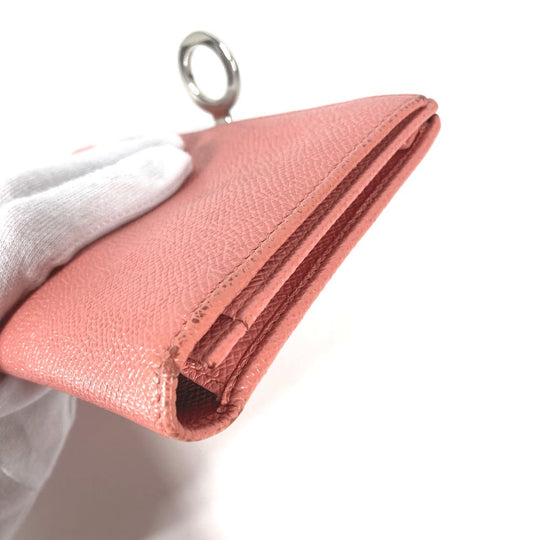 BVLGARI Long Wallet Purse leather pink Bulgari Bulgari Logo clip mens Used Authentic
