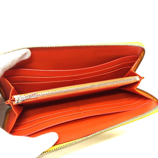 LOEWE Long Wallet Purse leather yellow anagram Women Used Authentic