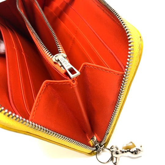 LOEWE Long Wallet Purse leather yellow anagram Women Used Authentic