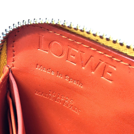 LOEWE Long Wallet Purse leather yellow anagram Women Used Authentic