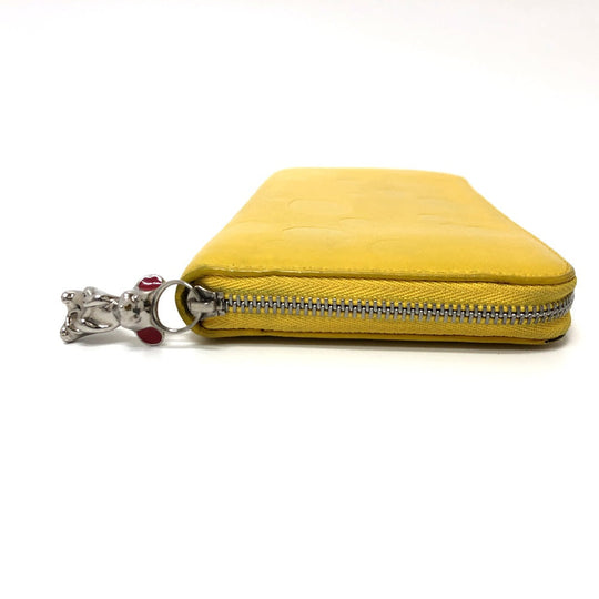 LOEWE Long Wallet Purse leather yellow anagram Women Used Authentic