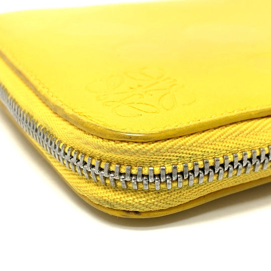 LOEWE Long Wallet Purse leather yellow anagram Women Used Authentic