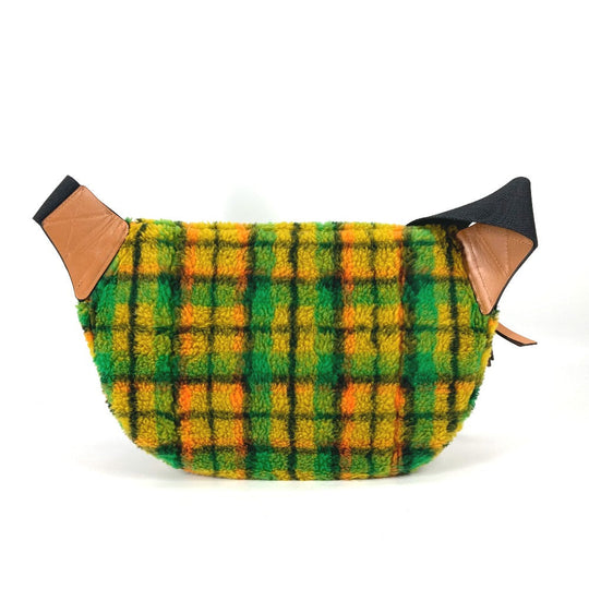 LOEWE Sling bag Fur / Leather multicolor anagram bore check mens Used Authentic