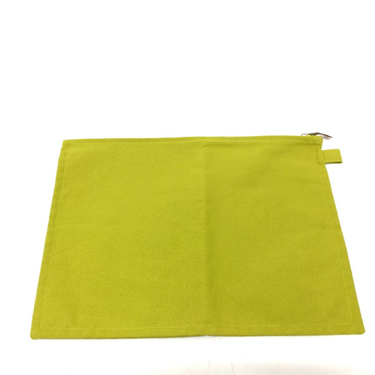 HERMES Pouch canvas Green type Large unisex(Unisex) Used Authentic