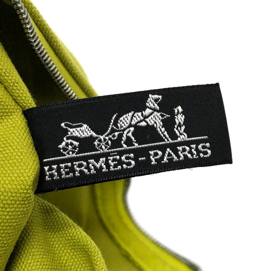 HERMES Pouch canvas Green type Large unisex(Unisex) Used Authentic