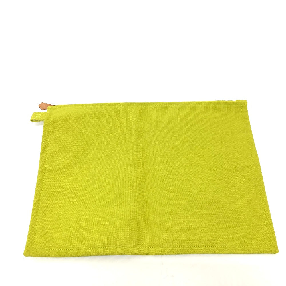 HERMES Pouch canvas Green type Large unisex(Unisex) Used Authentic