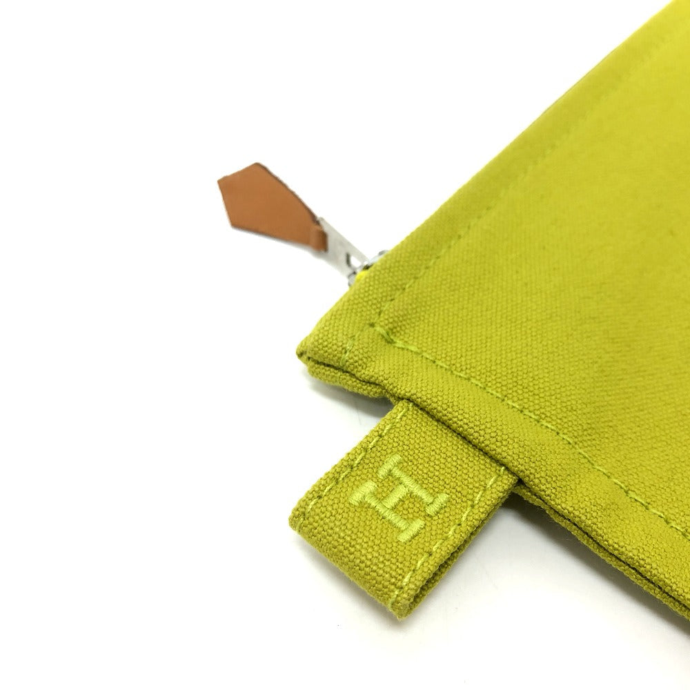 HERMES Pouch canvas Green type Large unisex(Unisex) Used Authentic
