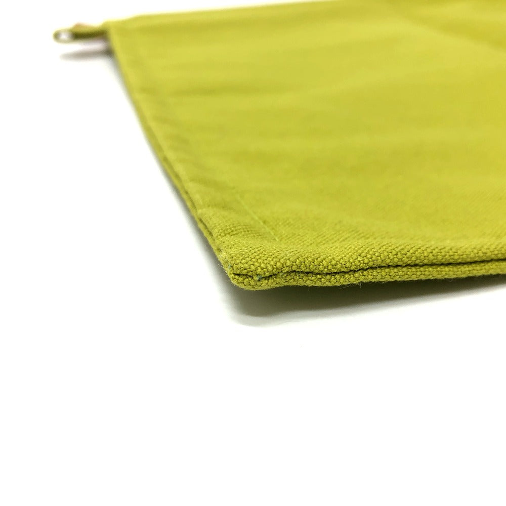 HERMES Pouch canvas Green type Large unisex(Unisex) Used Authentic