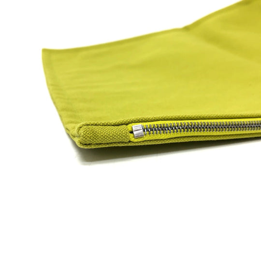 HERMES Pouch canvas Green type Large unisex(Unisex) Used Authentic